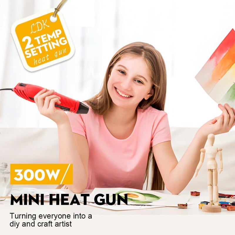 LDK Heat Gun for Crafting, Mini Dual Temp Hot Air Gun Tool with Reflector Nozzle for Epoxy Resin, Shrink Wrapping, Vinyl Wrap, Embossing, Electronics, Candle Making, Phone Repair & DIY - Image 2